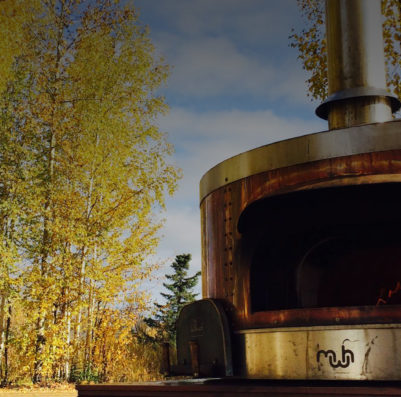 Wood-fired pizza oven custom built for the small business, Hungry Robot in Fairbanks Alaska